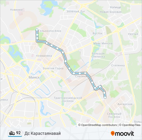 92 trolleybus Line Map