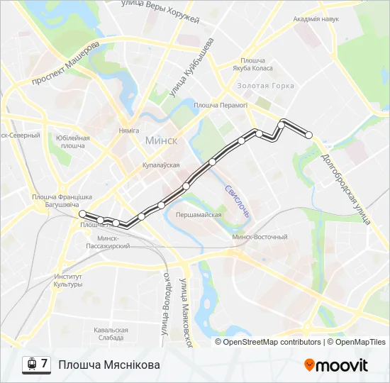 Трамвай 7: карта маршрута