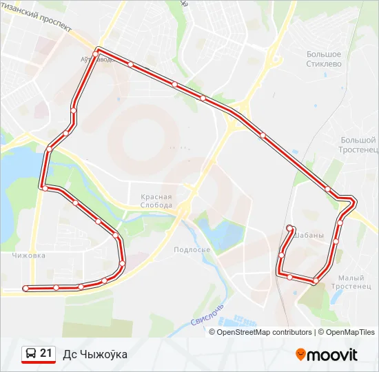 Автобус 21: карта маршрута