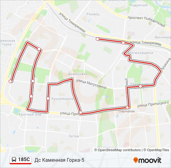 Автобус 185С: карта маршрута