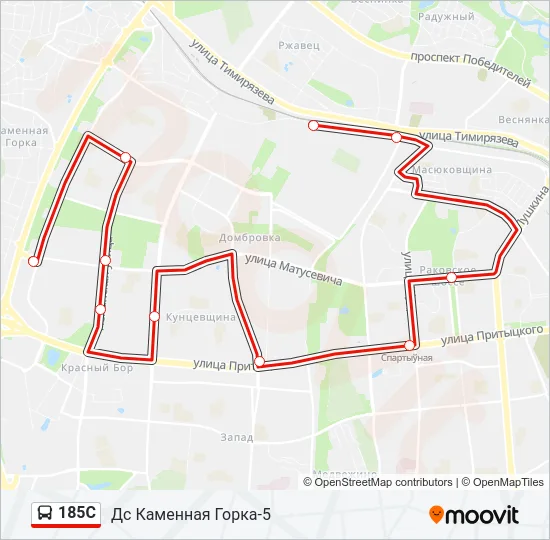 Автобус 185С: карта маршрута