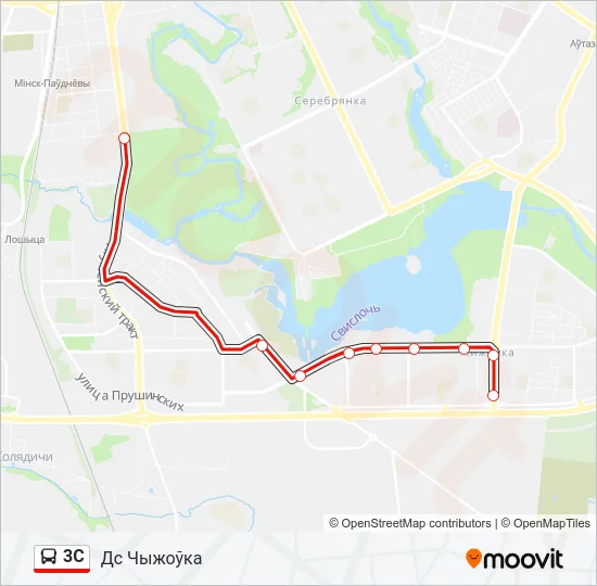 Автобус 3С: карта маршрута