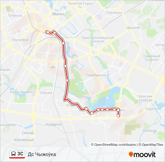 Автобус 3С: карта маршрута