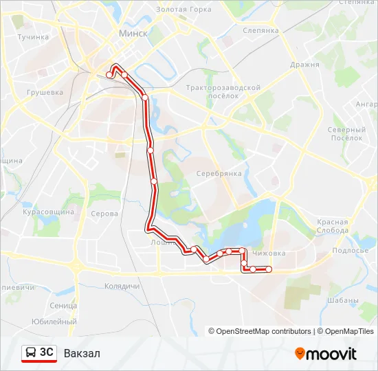 Автобус 3С: карта маршрута