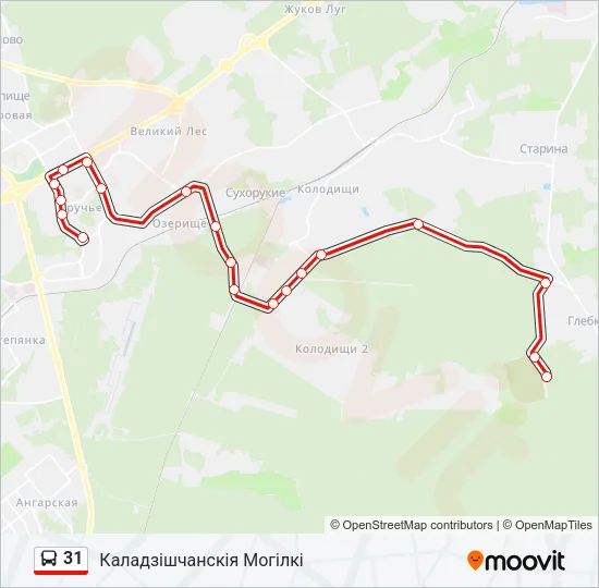 Автобус 31: карта маршрута