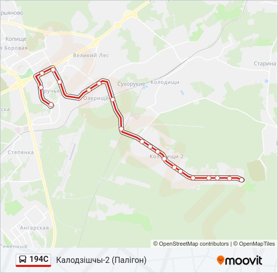 Автобус 194С: карта маршрута