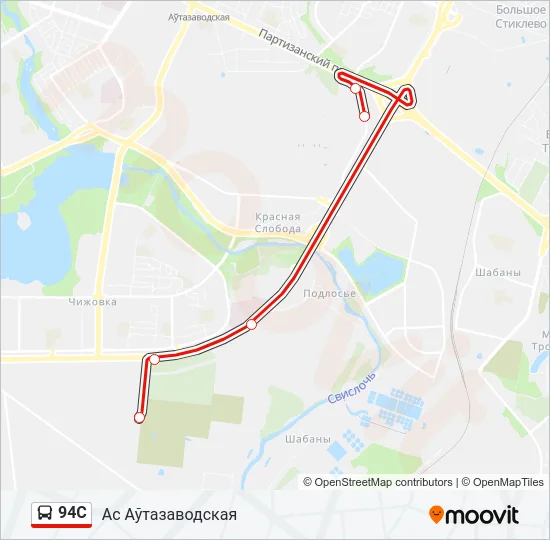 Автобус 94С: карта маршрута