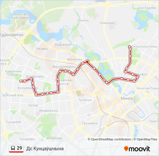 Автобус 29: карта маршрута