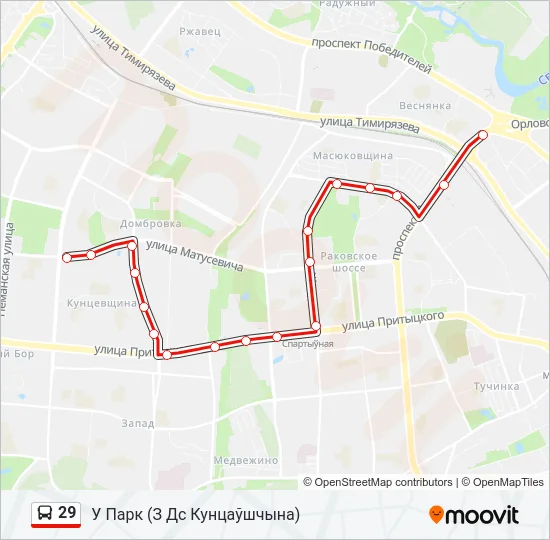 Автобус 29: карта маршрута