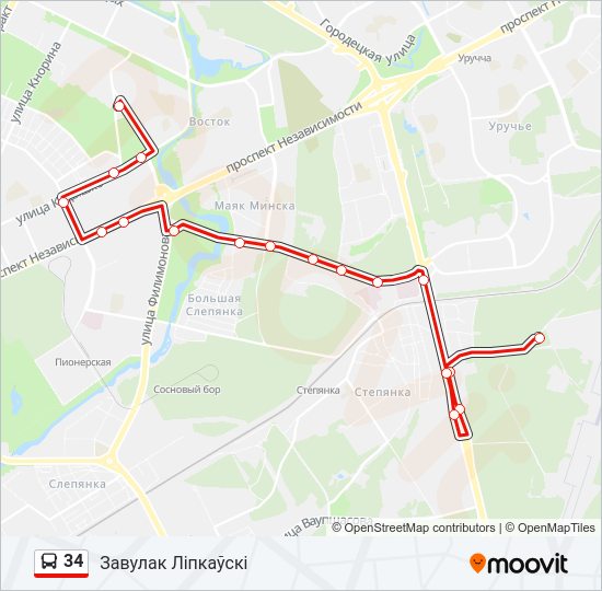 Автобус 34: карта маршрута