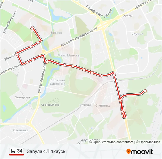 Автобус 34: карта маршрута