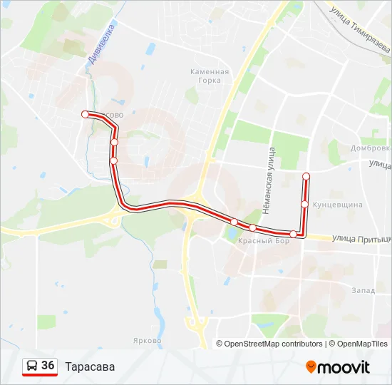 Автобус 36: карта маршрута