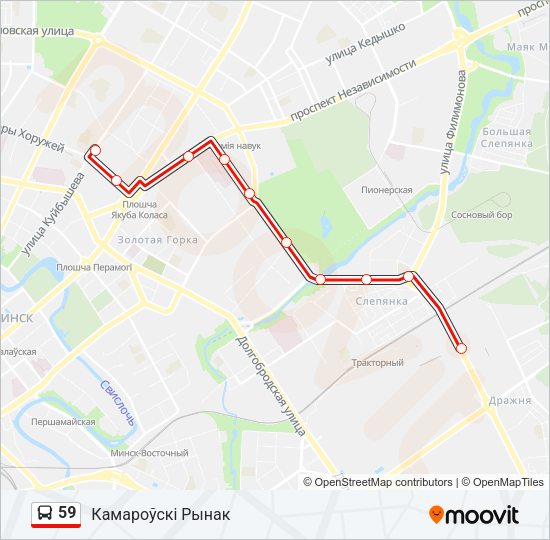 Автобус 59: карта маршрута