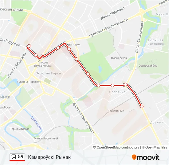 Автобус 59: карта маршрута