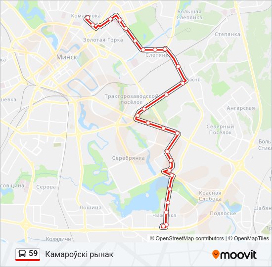 Автобус 59: карта маршрута