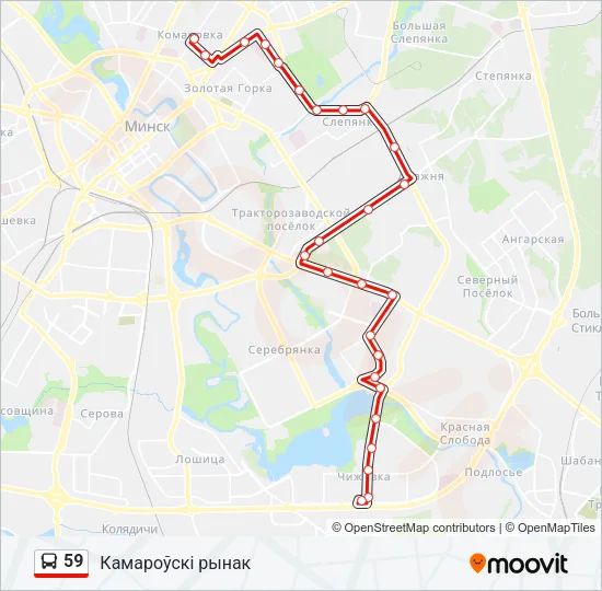 Автобус 59: карта маршрута