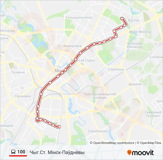 Автобус 100: карта маршрута