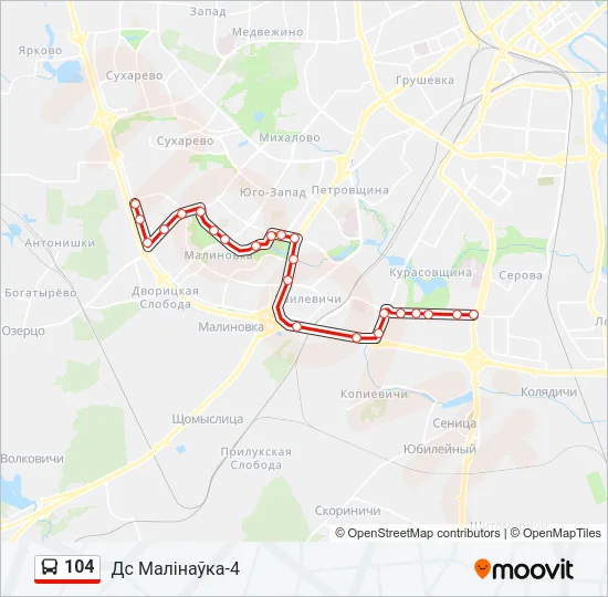 Автобус 104: карта маршрута