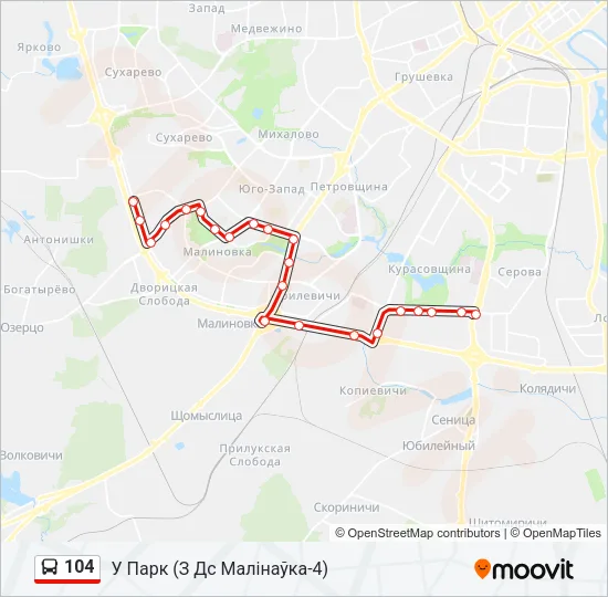 Автобус 104: карта маршрута