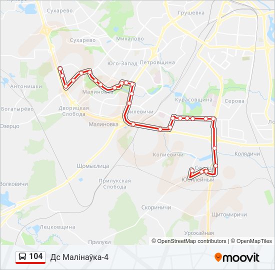 Автобус 104: карта маршрута