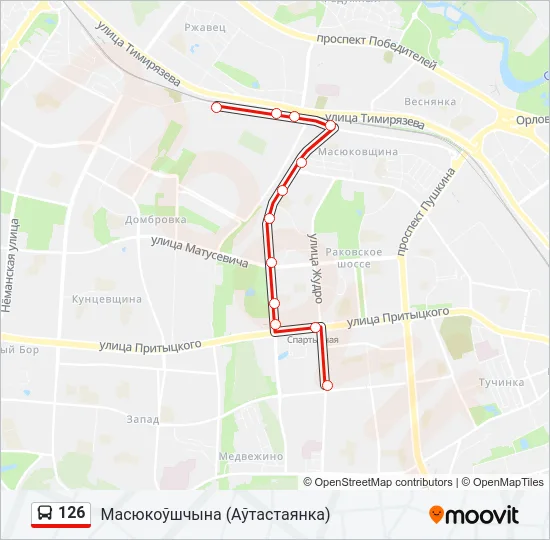 Автобус 126: карта маршрута
