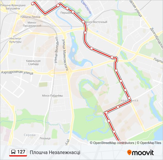 Автобус 127: карта маршрута