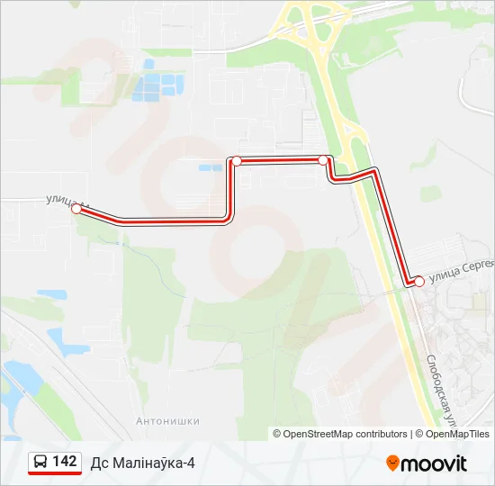 Автобус 142: карта маршрута