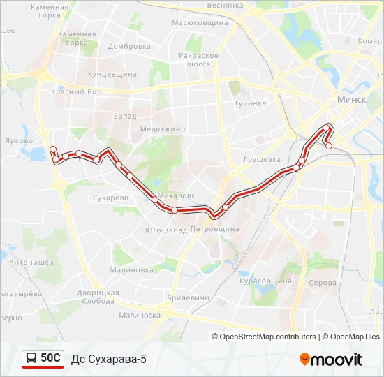 Автобус 50С: карта маршрута