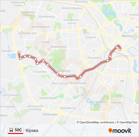 Автобус 50С: карта маршрута