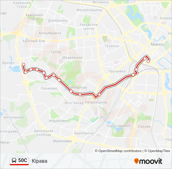 Автобус 50С: карта маршрута