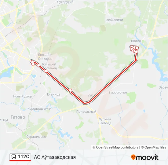 Автобус 112С: карта маршрута