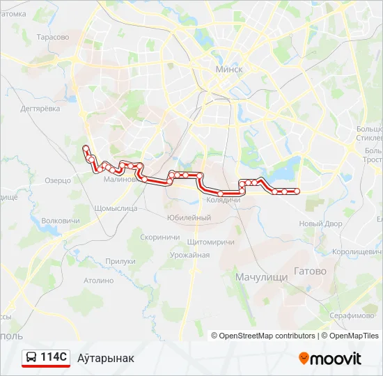 Автобус 114С: карта маршрута