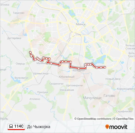 Автобус 114С: карта маршрута