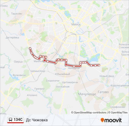 Автобус 134С: карта маршрута
