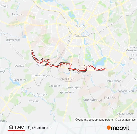 Автобус 134С: карта маршрута