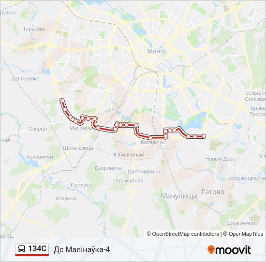 Автобус 134С: карта маршрута
