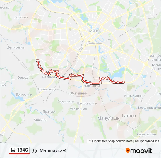 Автобус 134С: карта маршрута