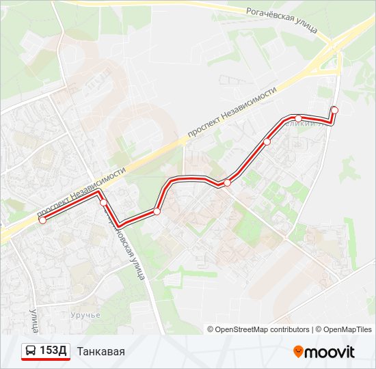 Автобус 153Д: карта маршрута