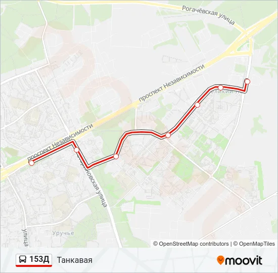 153Д Bus Line Map