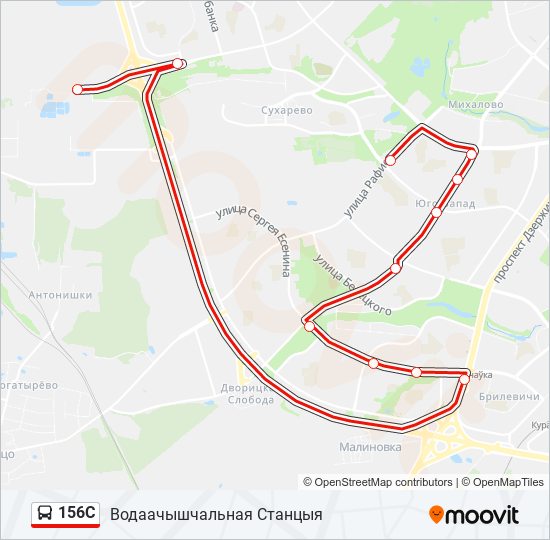 156С bus Line Map