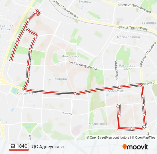 Автобус 184С: карта маршрута