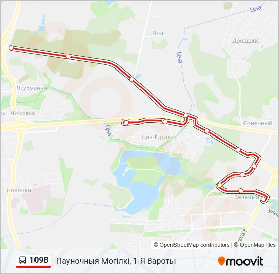 Автобус 109В: карта маршрута