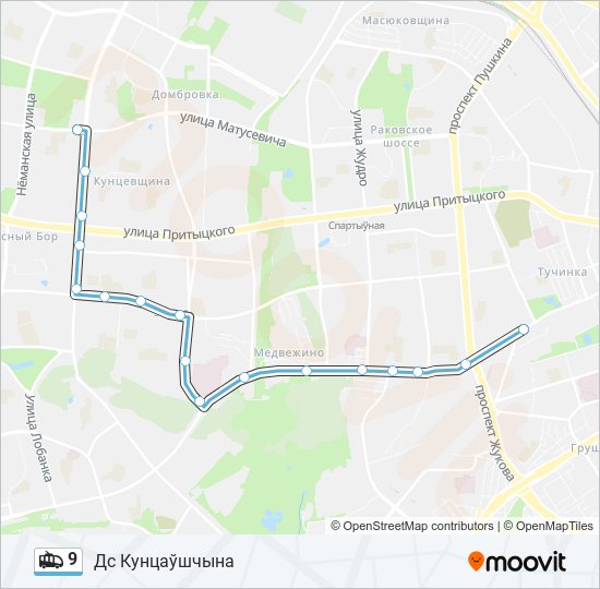 Троллейбус 9: карта маршрута