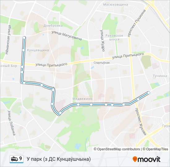 Троллейбус 9: карта маршрута