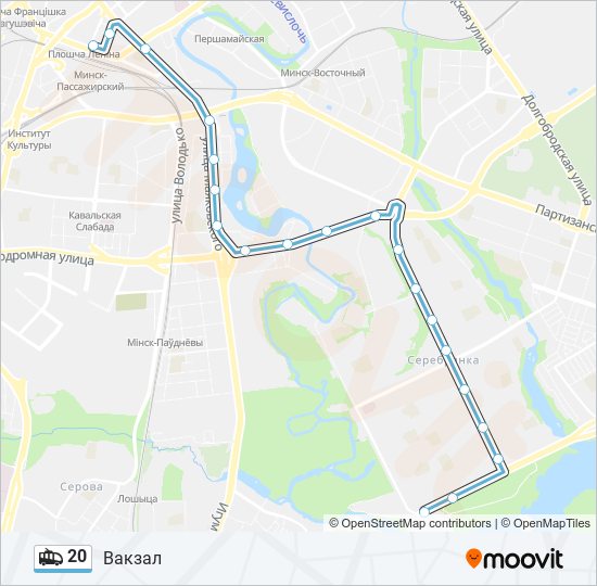 20 trolleybus Line Map