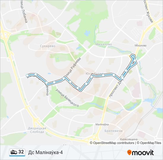 Троллейбус 32: карта маршрута