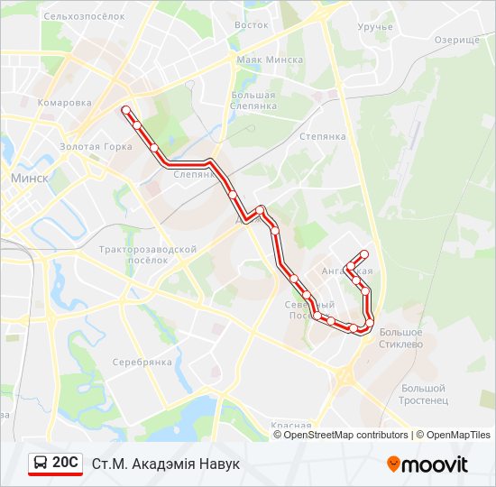 Автобус 20С: карта маршрута