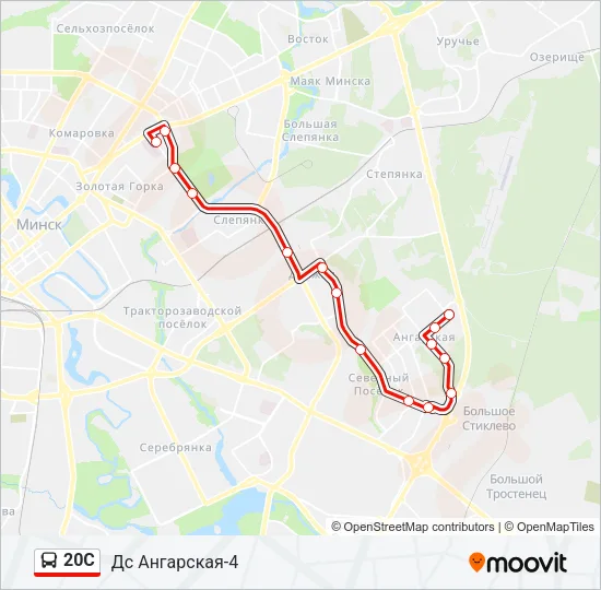 Автобус 20С: карта маршрута