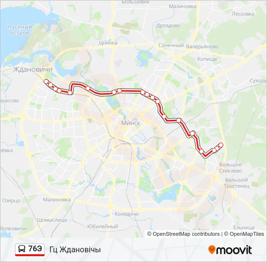 Автобус 76Э: карта маршрута
