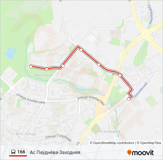 Автобус 166: карта маршрута